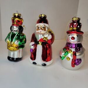 Lot Of 3 Studio 33 Christmas Ornaments Hand Blown Glass European Style BOXED
